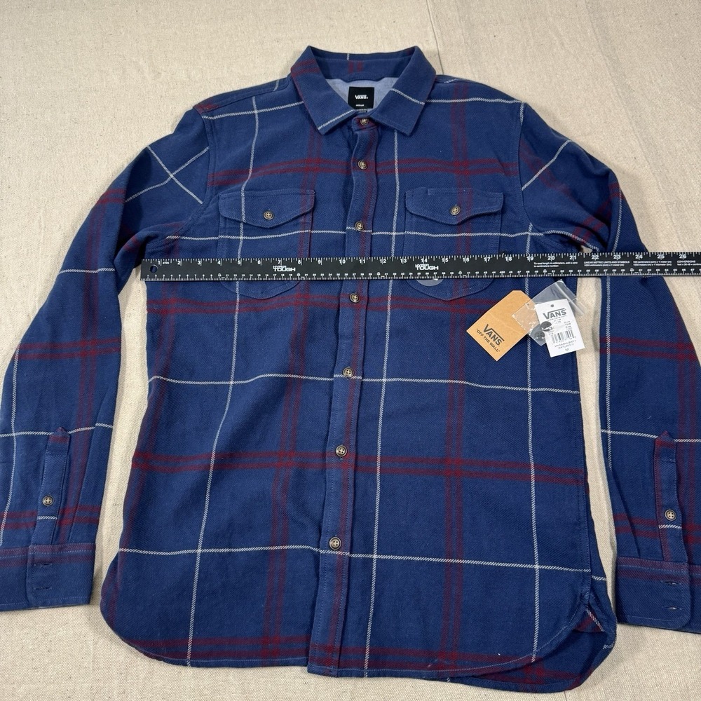Vans Wayland III Flannel Shirt Medium Tailored Fit Navy Plaid‎ NWT - Picture 12 of 12